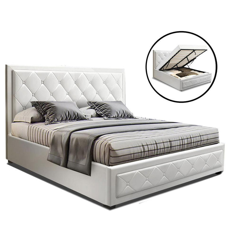 Bronte Storage Double Bed Frame White - Rivercity House & Home Co. (ABN 18 642 972 209) - Affordable Modern Furniture Australia