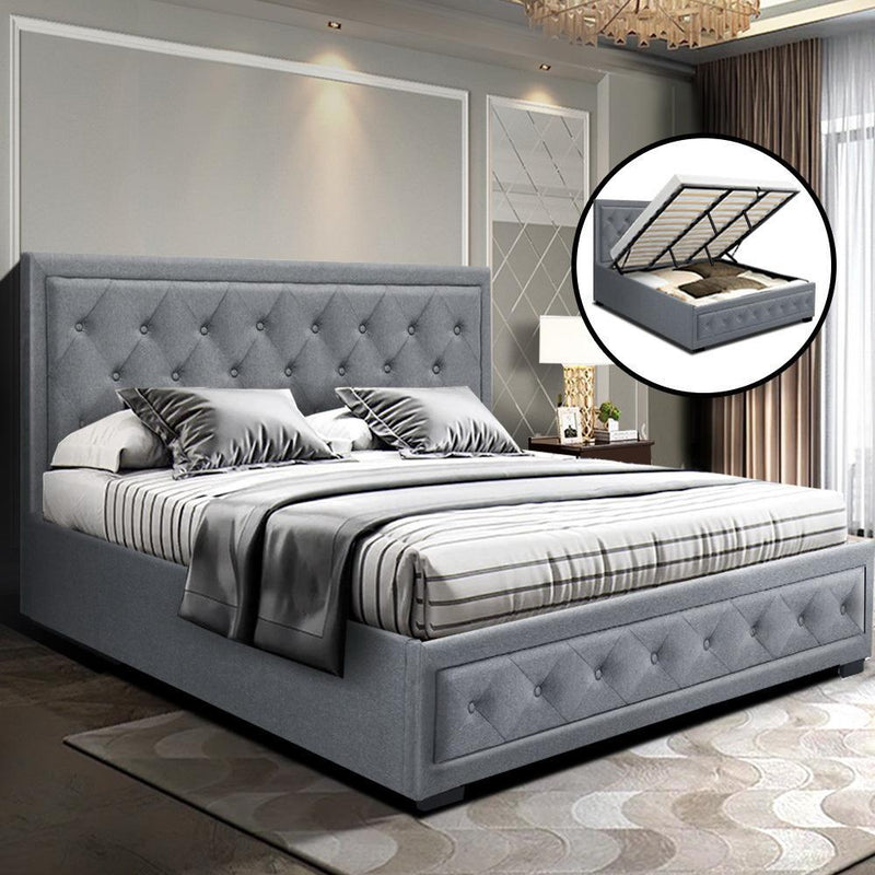 Bronte Storage King Bed Frame Grey - Rivercity House & Home Co. (ABN 18 642 972 209) - Affordable Modern Furniture Australia