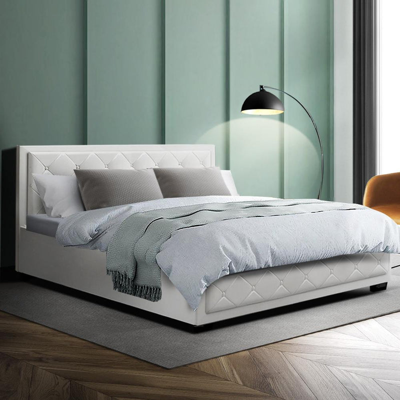 Bronte Storage Queen Bed Frame White - Rivercity House & Home Co. (ABN 18 642 972 209) - Affordable Modern Furniture Australia