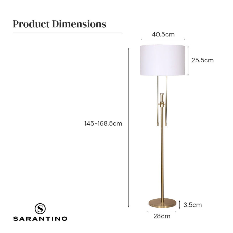 Brushed Gold Height-Adjustable Metal Floor Lamp - Home & Garden > Lighting - Rivercity House & Home Co. (ABN 18 642 972 209) - Affordable Modern Furniture Australia