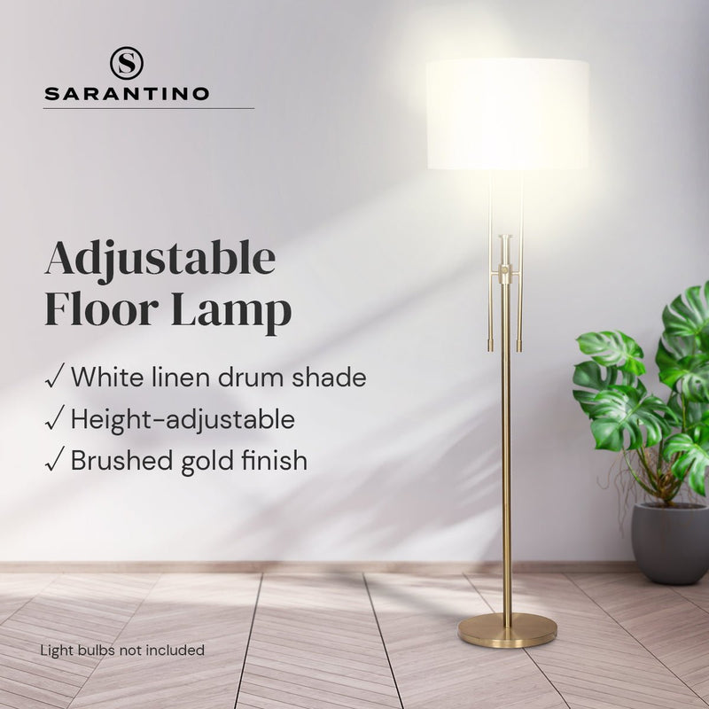 Brushed Gold Height-Adjustable Metal Floor Lamp - Home & Garden > Lighting - Rivercity House & Home Co. (ABN 18 642 972 209) - Affordable Modern Furniture Australia