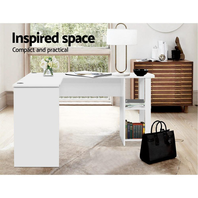 Bulimba L-Shape Corner Desk (White) - Furniture - Rivercity House & Home Co. (ABN 18 642 972 209) - Affordable Modern Furniture Australia