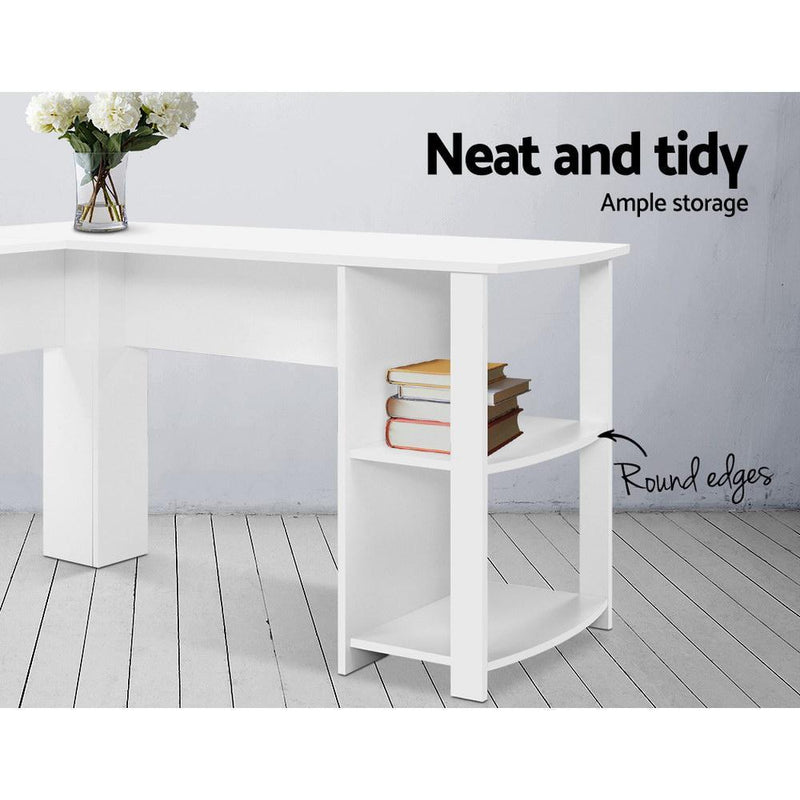 Bulimba L-Shape Corner Desk (White) - Furniture - Rivercity House & Home Co. (ABN 18 642 972 209) - Affordable Modern Furniture Australia