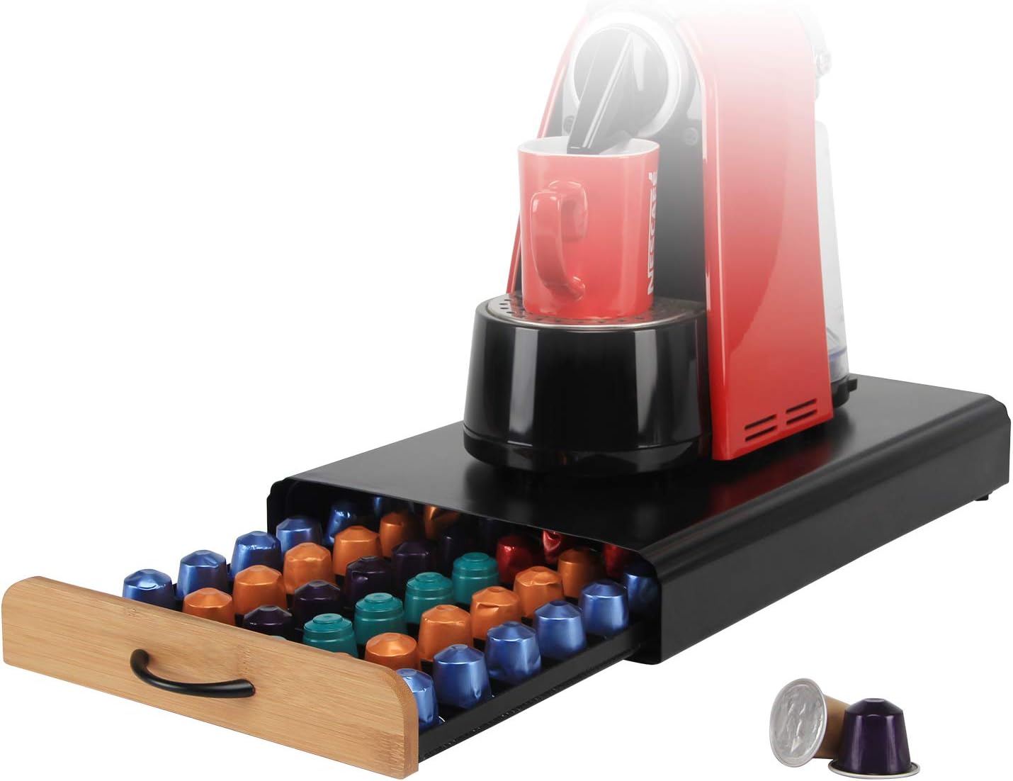 CARLA HOME Coffee Pods Holder Storage Drawer Compatible with 60 Nespresso Pods for Kitchen Storage & Organisation (Natural) - Home & Garden > Storage - Rivercity House & Home Co. (ABN 18 642 972 209) - Affordable Modern Furniture Australia