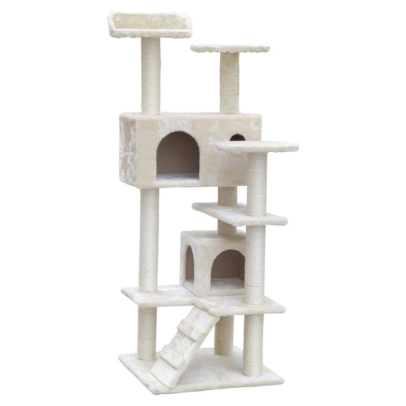 Cat Tree 134cm Trees Scratching Post Scratcher Tower Condo House Furniture Wood Beige - Pet Care > Cat Supplies - Rivercity House & Home Co. (ABN 18 642 972 209) - Affordable Modern Furniture Australia
