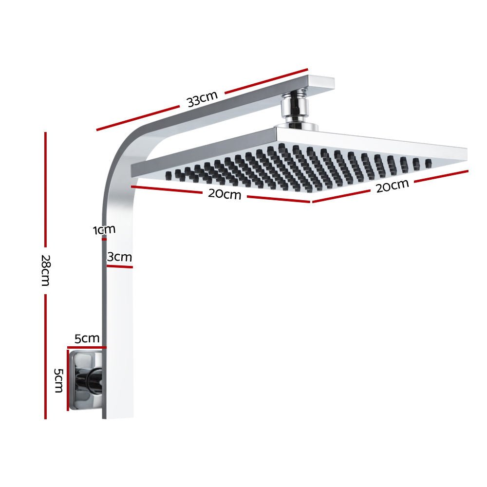 Cefito 8'' Rain Shower Head Wall Arm Square High Pressure Chrome - Home & Garden > Bathroom Accessories - Rivercity House & Home Co. (ABN 18 642 972 209) - Affordable Modern Furniture Australia