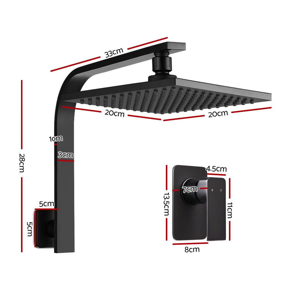Cefito 8'' Rain Shower Head Wall Arm Square High Pressure Mixer Tap Black - Home & Garden > Bathroom Accessories - Rivercity House & Home Co. (ABN 18 642 972 209) - Affordable Modern Furniture Australia