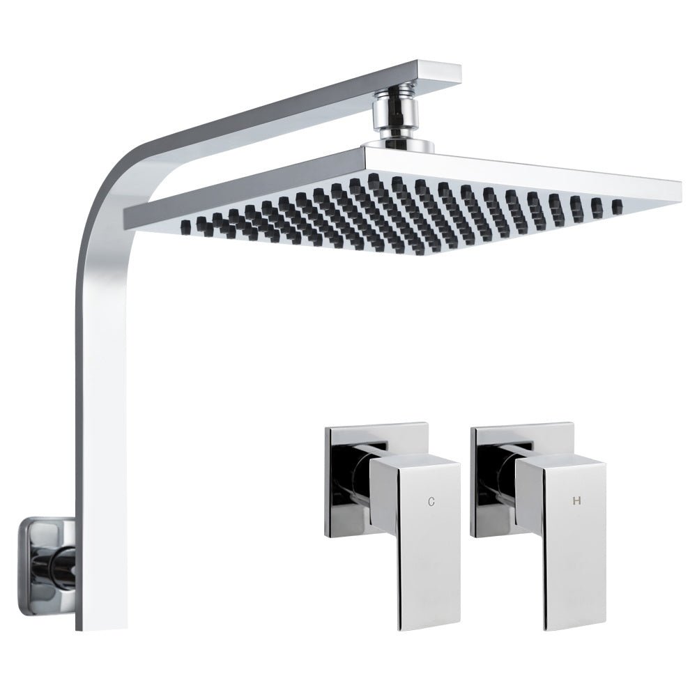 Cefito 8'' Rain Shower Head Wall Arm Square High Pressure Twins Tap Chrome - Home & Garden > Bathroom Accessories - Rivercity House & Home Co. (ABN 18 642 972 209) - Affordable Modern Furniture Australia