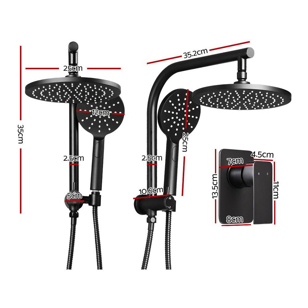 Cefito 9'' Rain Shower Head Set Handheld Round High Pressure Mixer Tap Black - Home & Garden > Bathroom Accessories - Rivercity House & Home Co. (ABN 18 642 972 209) - Affordable Modern Furniture Australia