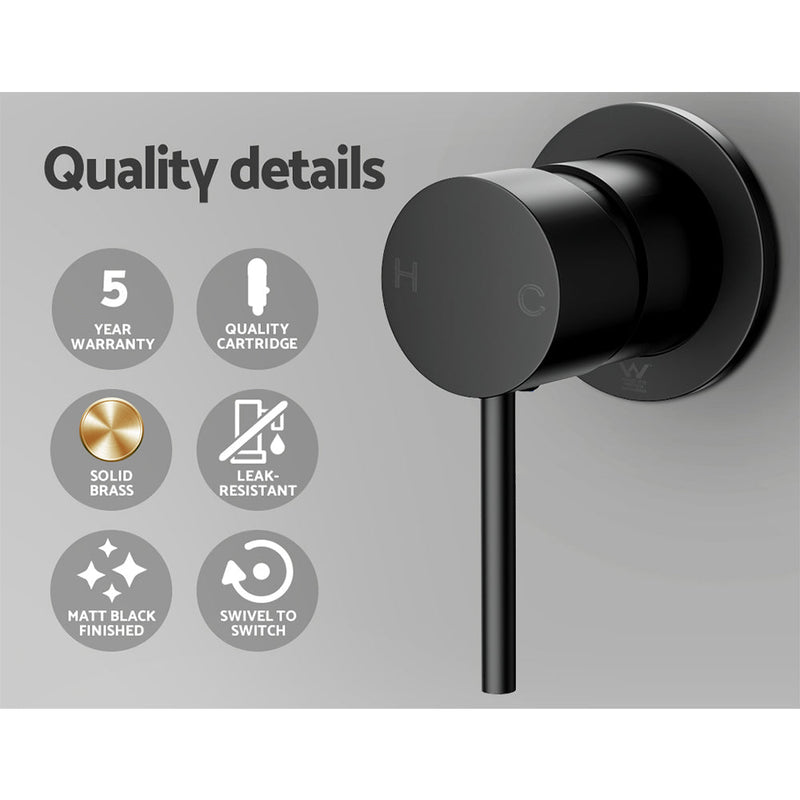 Cefito Basin Mixer Wall Tap Round Brass Faucet Shower Bathtub Black - Home & Garden > Bathroom Accessories - Rivercity House & Home Co. (ABN 18 642 972 209) - Affordable Modern Furniture Australia