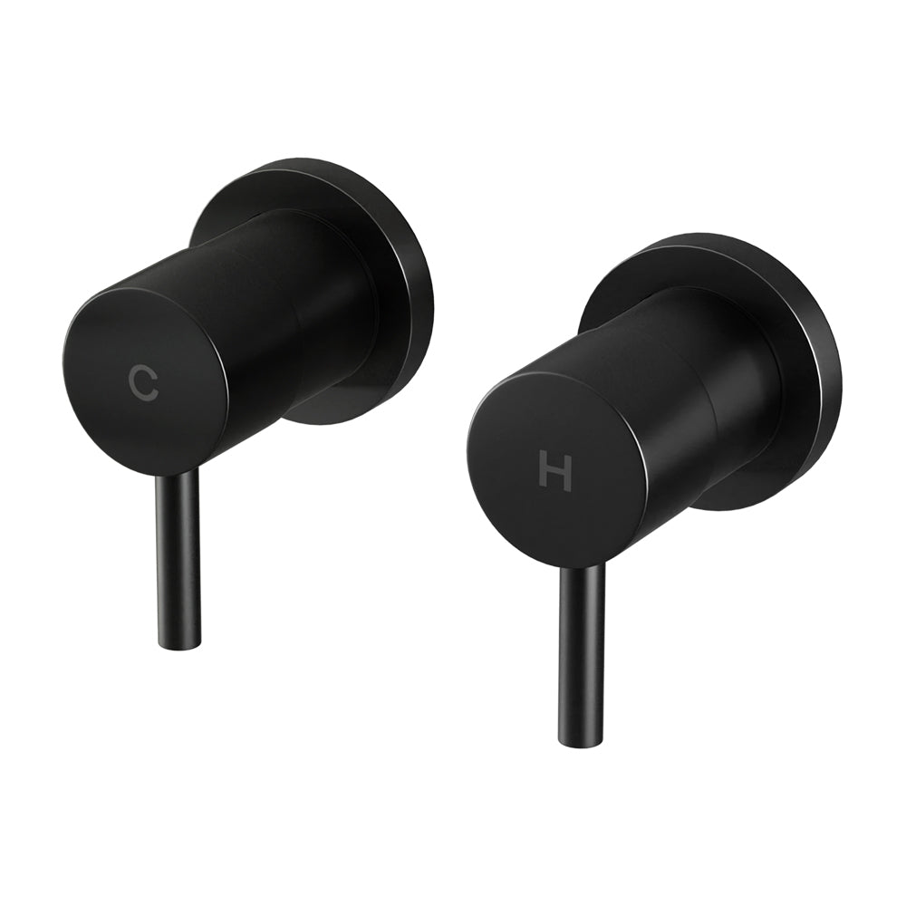 Cefito Basin Twin Tap Wall Round Brass Faucet Shower Bathtub Black - Home & Garden > Bathroom Accessories - Rivercity House & Home Co. (ABN 18 642 972 209) - Affordable Modern Furniture Australia