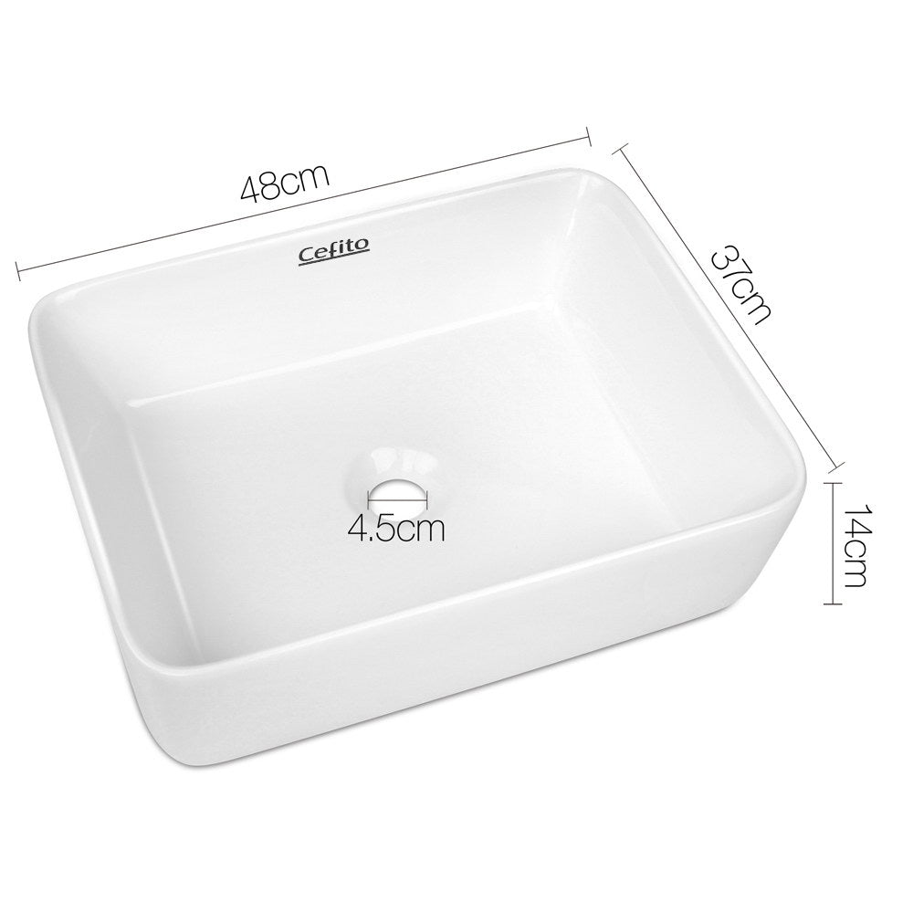 Cefito Bathroom Basin Ceramic Vanity Sink Hand Wash Bowl 48x37cm White - Home & Garden > DIY - Rivercity House & Home Co. (ABN 18 642 972 209) - Affordable Modern Furniture Australia