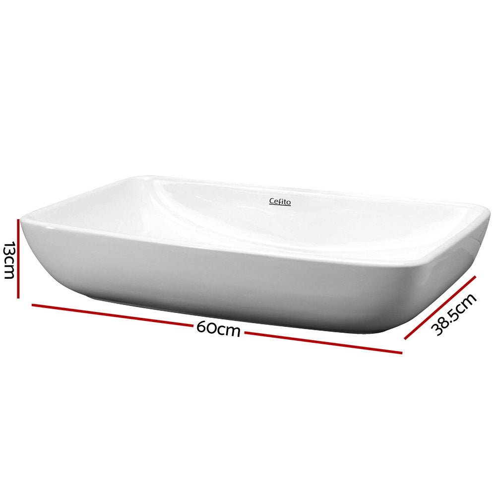 Cefito Bathroom Basin Ceramic Vanity Sink Hand Wash Bowl 60x38cm - Home & Garden > DIY - Rivercity House & Home Co. (ABN 18 642 972 209) - Affordable Modern Furniture Australia