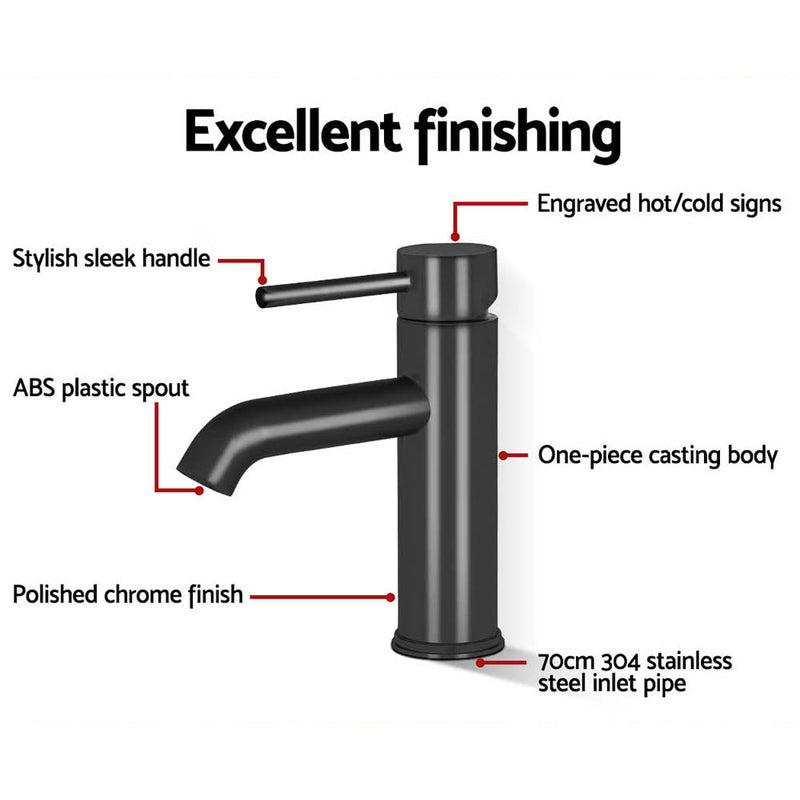 Cefito Bathroom Basin Mixer Tap Round Brass Faucet Vanity Laundry Black - Home & Garden > DIY - Rivercity House & Home Co. (ABN 18 642 972 209) - Affordable Modern Furniture Australia