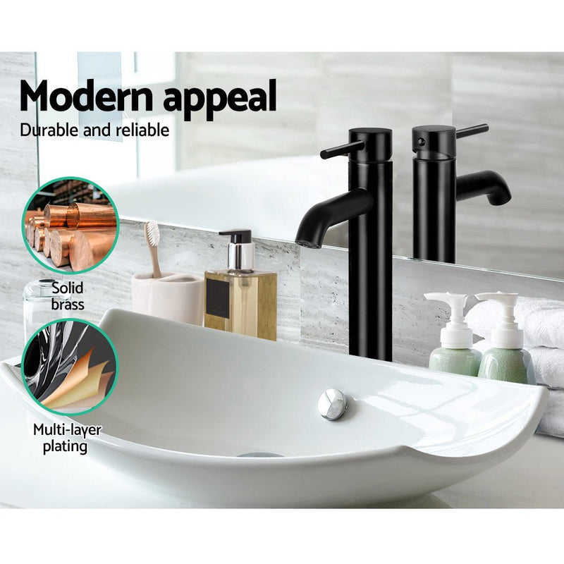 Cefito Bathroom Basin Mixer Tap Round Tall Faucet Vanity Laundry Black - Home & Garden > DIY - Rivercity House & Home Co. (ABN 18 642 972 209) - Affordable Modern Furniture Australia