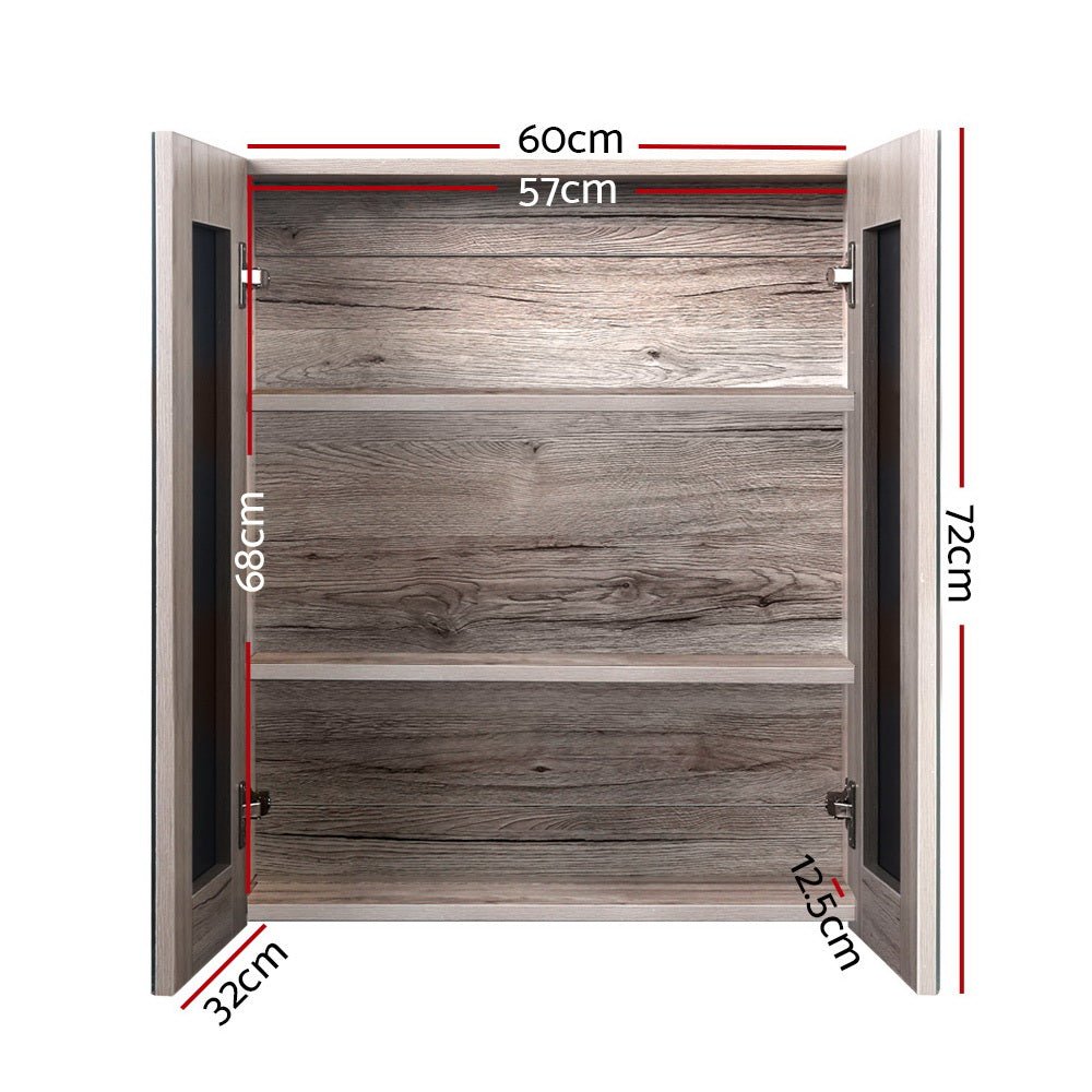Cefito Bathroom Mirror Cabinet 600x720mm Oak - Furniture > Bathroom - Rivercity House & Home Co. (ABN 18 642 972 209) - Affordable Modern Furniture Australia