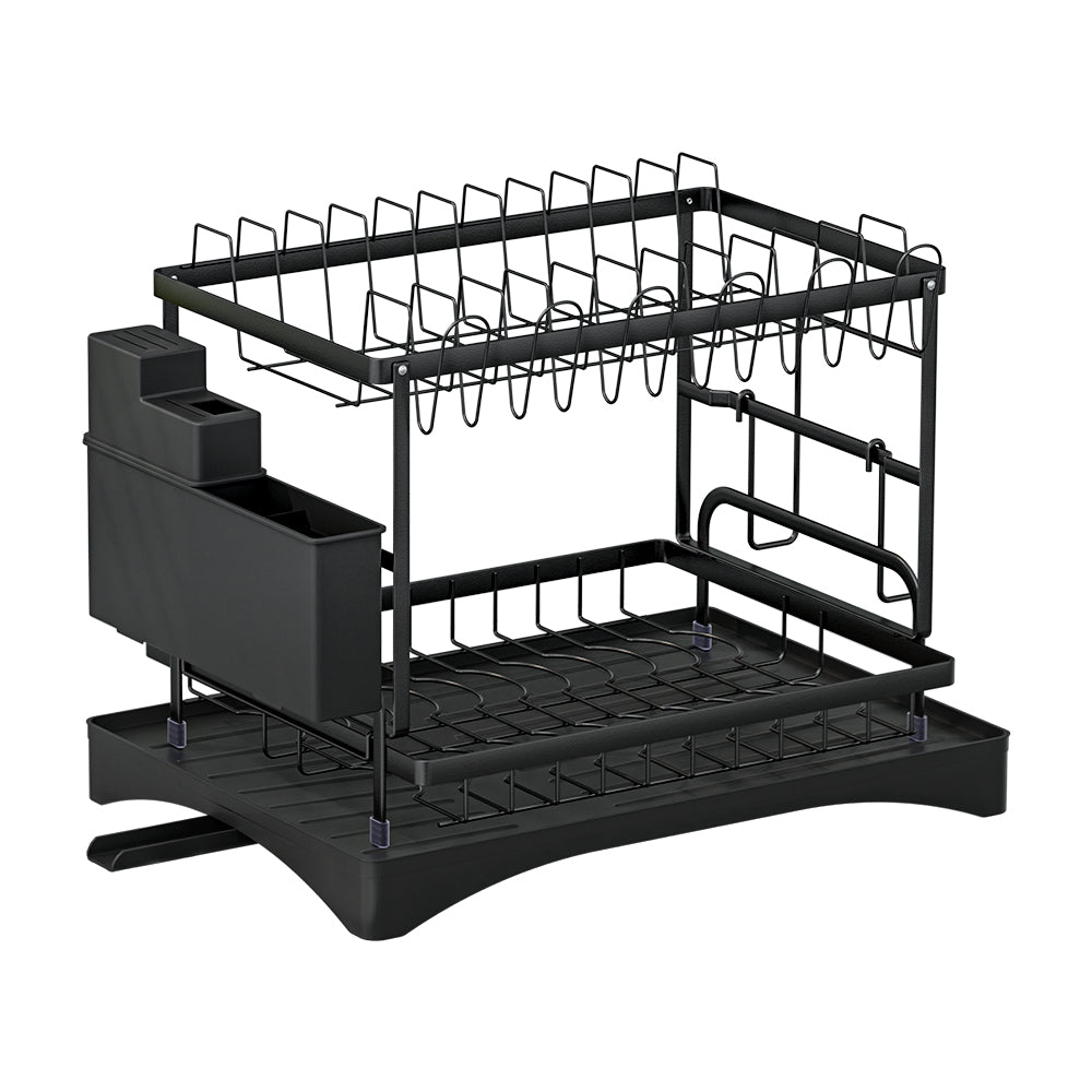 All In One 2 Tier Dish Rack Drainer Black - Home & Garden > Kitchenware - Rivercity House & Home Co. (ABN 18 642 972 209) - Affordable Modern Furniture Australia