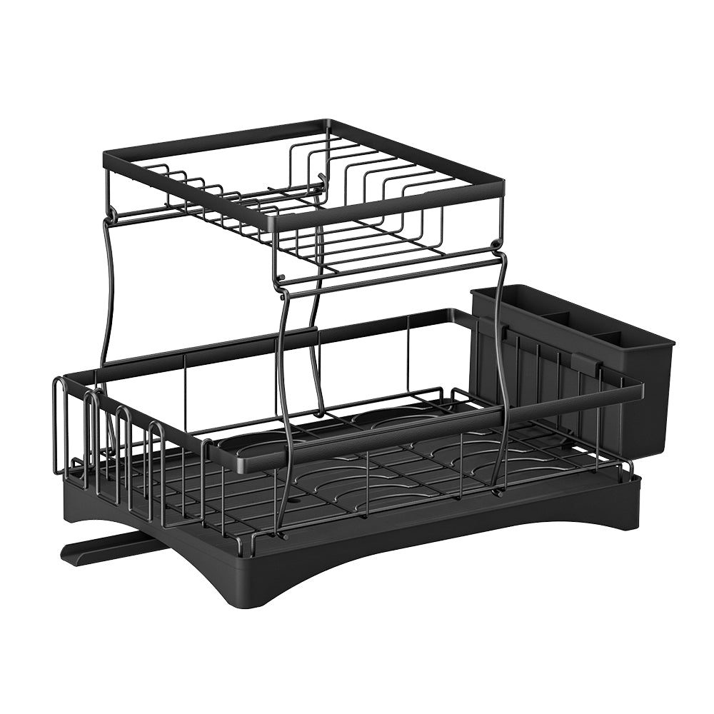 Expandable 2 Tier Dish Rack Drainer Black - Home & Garden > Kitchenware - Rivercity House & Home Co. (ABN 18 642 972 209) - Affordable Modern Furniture Australia