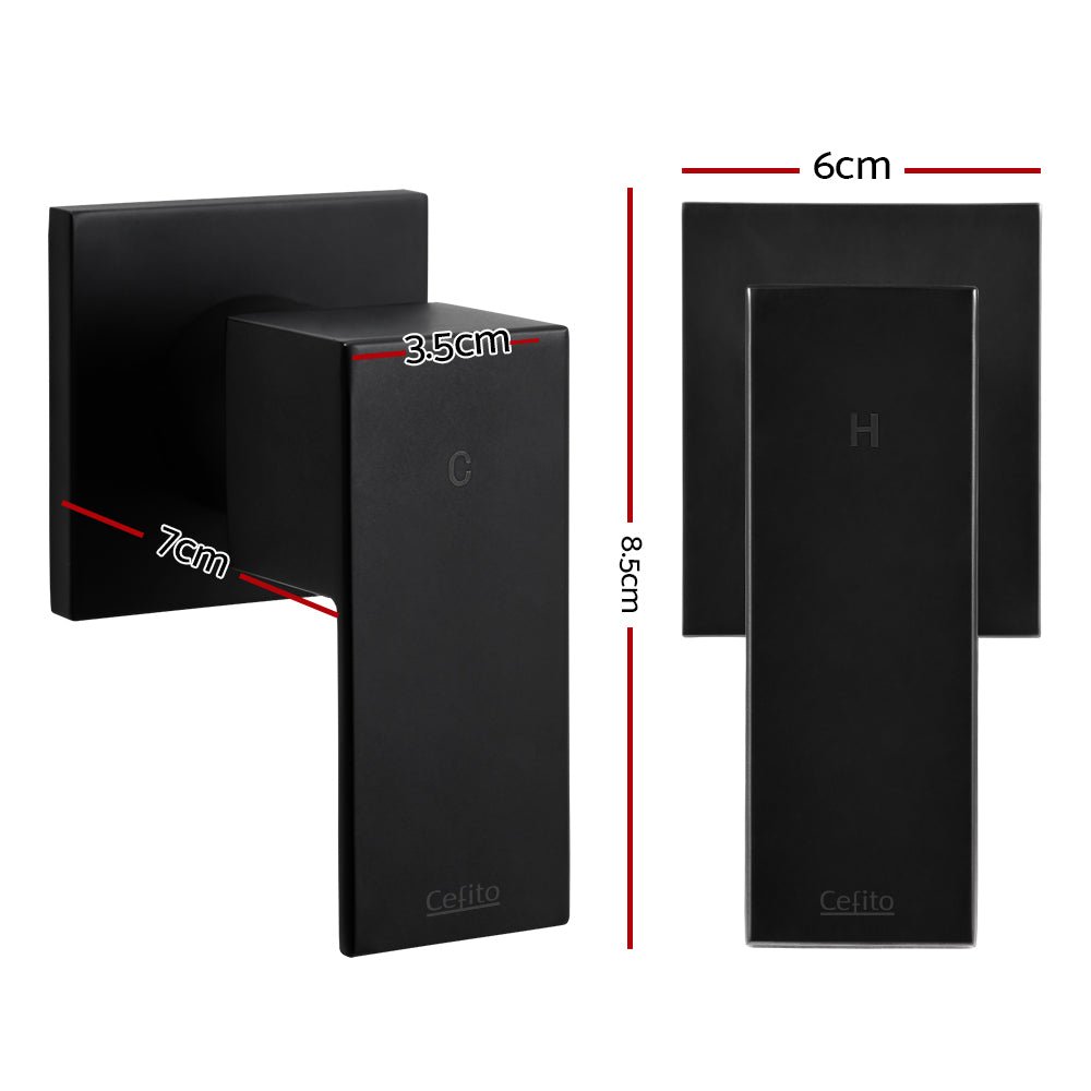 Cefito Shower Twins Tap Wall Bath Taps Brass Hot Cold Basin Bathroom Black - Home & Garden > Bathroom Accessories - Rivercity House & Home Co. (ABN 18 642 972 209) - Affordable Modern Furniture Australia
