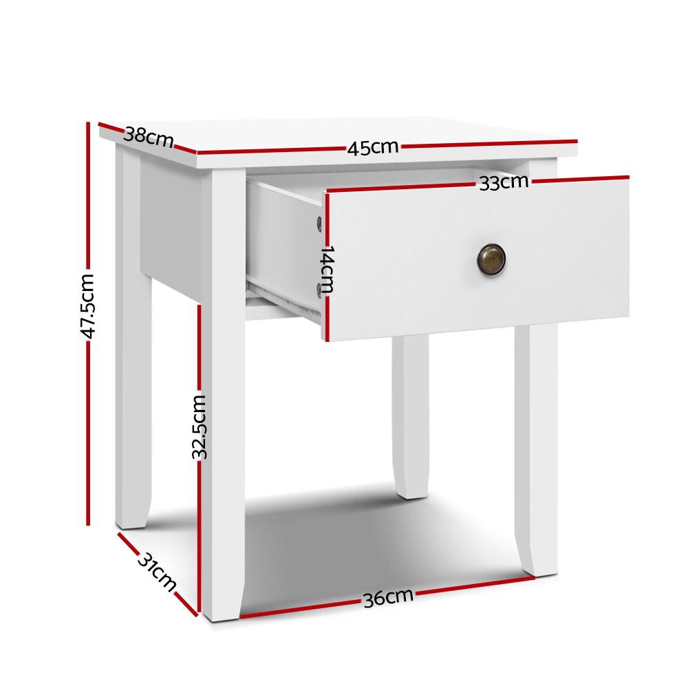 Classic Bedside Table With Drawer White - Rivercity House & Home Co. (ABN 18 642 972 209) - Affordable Modern Furniture Australia