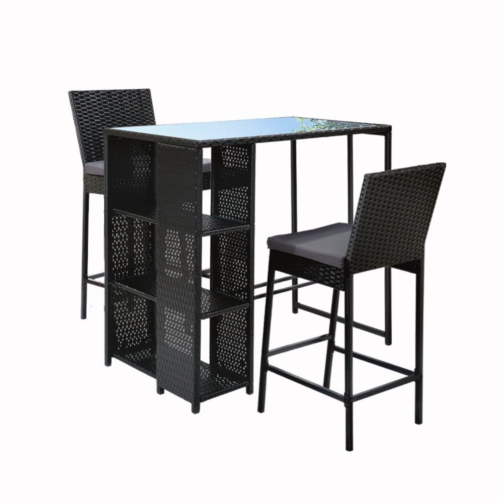 Compact Wicker Bar Set Table & Stools - Furniture > Outdoor - Rivercity House & Home Co. (ABN 18 642 972 209) - Affordable Modern Furniture Australia