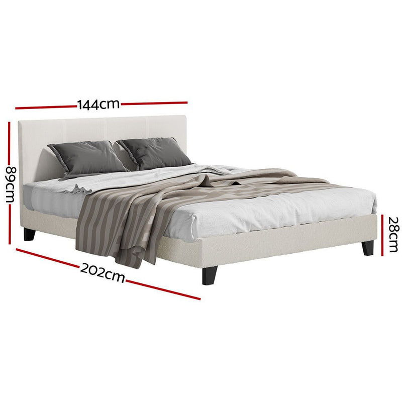 Coogee Double Bed Frame Cuddly Beige Bouclé - Furniture > Bedroom - Rivercity House & Home Co. (ABN 18 642 972 209) - Affordable Modern Furniture Australia
