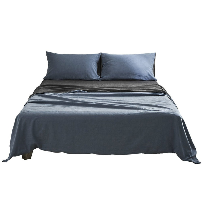 Deluxe Sheet Set Cotton Sheets Double Dark Blue Grey - Home & Garden > Bedding - Rivercity House & Home Co. (ABN 18 642 972 209) - Affordable Modern Furniture Australia