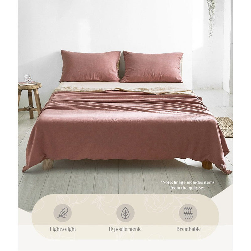 Deluxe Sheet Set Cotton Sheets Single Red Beige - Home & Garden > Bedding - Rivercity House & Home Co. (ABN 18 642 972 209) - Affordable Modern Furniture Australia