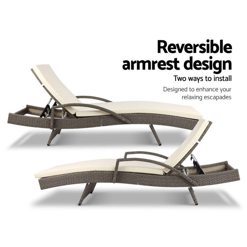Deluxe Outdoor Sun Lounge Chairs with Cushions (Twin Pack) - Brand - Rivercity House & Home Co. (ABN 18 642 972 209) - Affordable Modern Furniture Australia