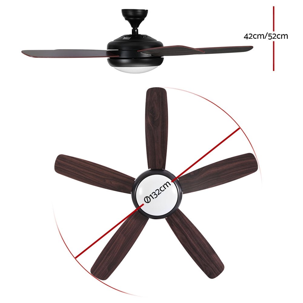 52'' Ceiling Fan 5 Wooden Blades Fans LED Light Remote Control Timer - Appliances > Kitchen Appliances - Rivercity House & Home Co. (ABN 18 642 972 209) - Affordable Modern Furniture Australia