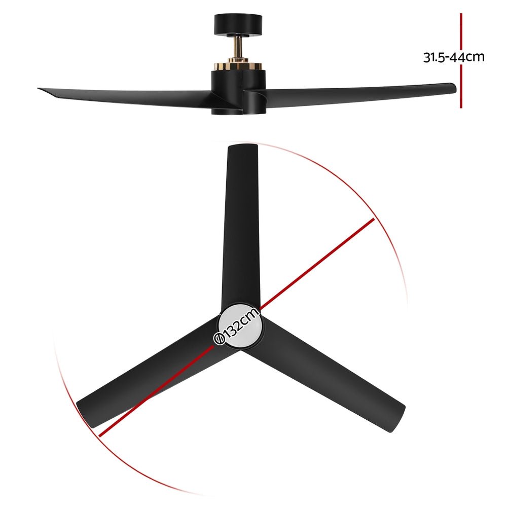 52" Ceiling Fan DC Motor w/Light w/Remote - Black - Appliances > Fans - Rivercity House & Home Co. (ABN 18 642 972 209) - Affordable Modern Furniture Australia