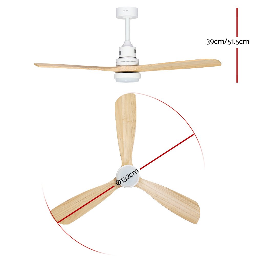 52'' Ceiling Fan LED Light Remote Control Wooden Blades Timer Fans - Appliances > Fans - Rivercity House & Home Co. (ABN 18 642 972 209) - Affordable Modern Furniture Australia