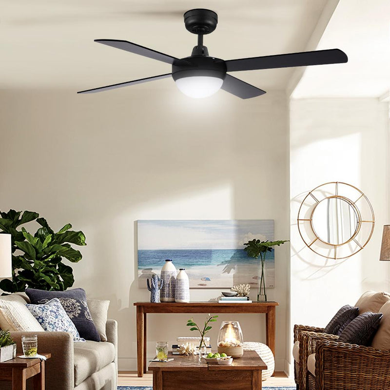 52'' Ceiling Fan w/Light w/Remote Timer - Black - Rivercity House & Home Co. (ABN 18 642 972 209) - Affordable Modern Furniture Australia