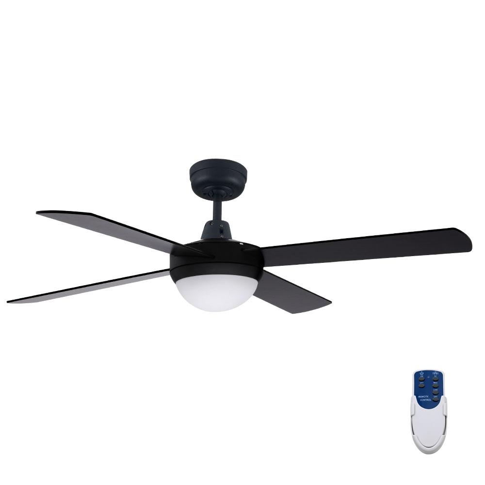 52'' Ceiling Fan w/Light w/Remote Timer - Black - Rivercity House & Home Co. (ABN 18 642 972 209) - Affordable Modern Furniture Australia