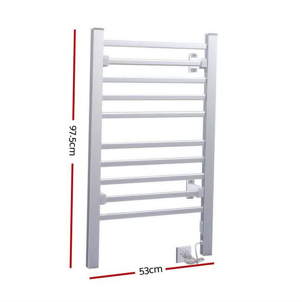 Devanti Electric Heated Towel Rail Rack 10 Bars Freestanding Clothes Dry Warmer - Home & Garden > Bathroom Accessories - Rivercity House & Home Co. (ABN 18 642 972 209) - Affordable Modern Furniture Australia