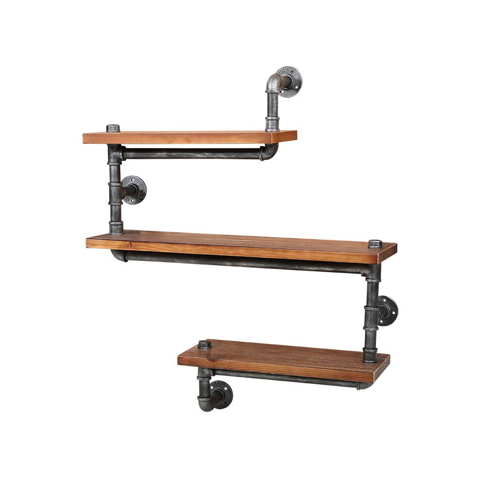 Display Shelves Rustic Bookshelf Industrial DIY Pipe Shelf Wall Brackets - Rivercity House & Home Co. (ABN 18 642 972 209) - Affordable Modern Furniture Australia