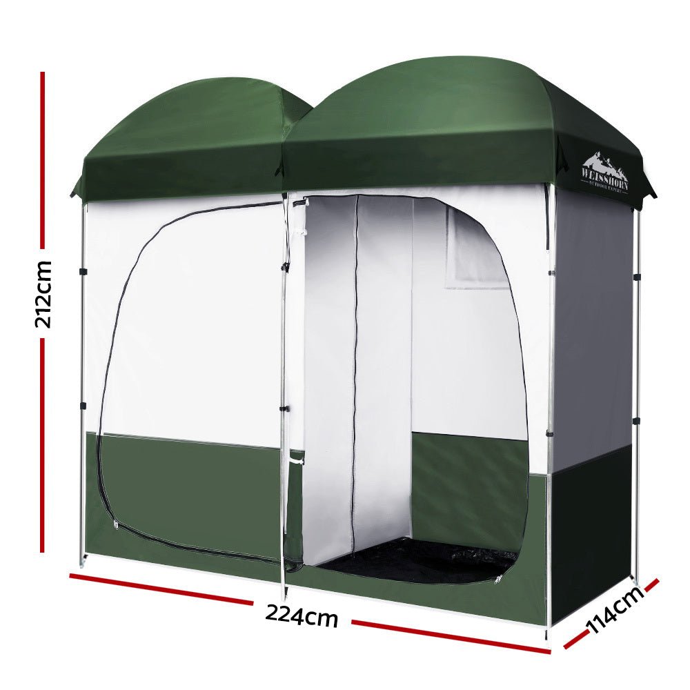 Double Camping Shower Toilet Tent Outdoor Portable Change Room Green - Outdoor > Camping - Rivercity House & Home Co. (ABN 18 642 972 209) - Affordable Modern Furniture Australia