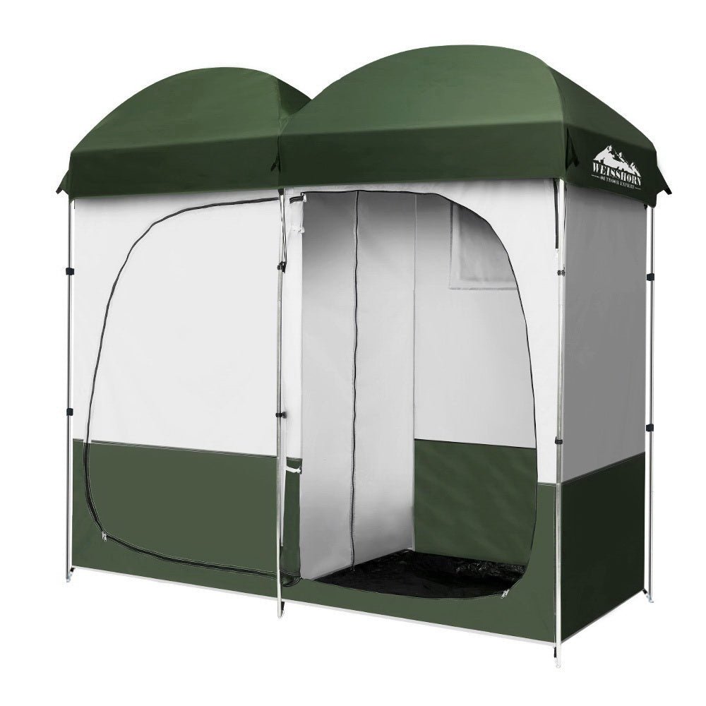Double Camping Shower Toilet Tent Outdoor Portable Change Room Green - Outdoor > Camping - Rivercity House & Home Co. (ABN 18 642 972 209) - Affordable Modern Furniture Australia