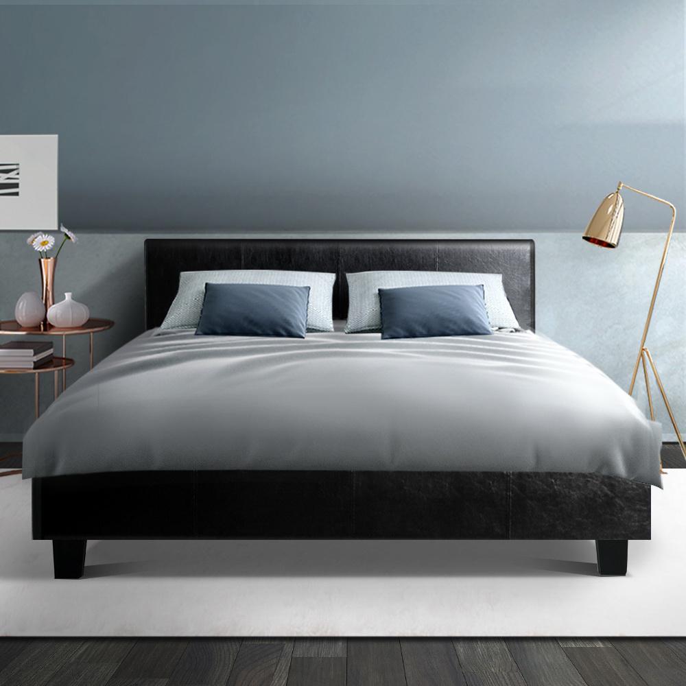 Double Package | Coogee Bed Black & Normay Series Pillow Top Mattress (Medium Firm) - Furniture > Bedroom - Rivercity House & Home Co. (ABN 18 642 972 209) - Affordable Modern Furniture Australia