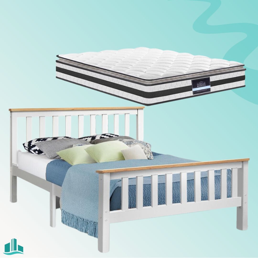 Double Package | Kewarra Bed White & Normay Series Pillow Top Mattress (Medium Firm) - Furniture > Bedroom - Rivercity House & Home Co. (ABN 18 642 972 209) - Affordable Modern Furniture Australia