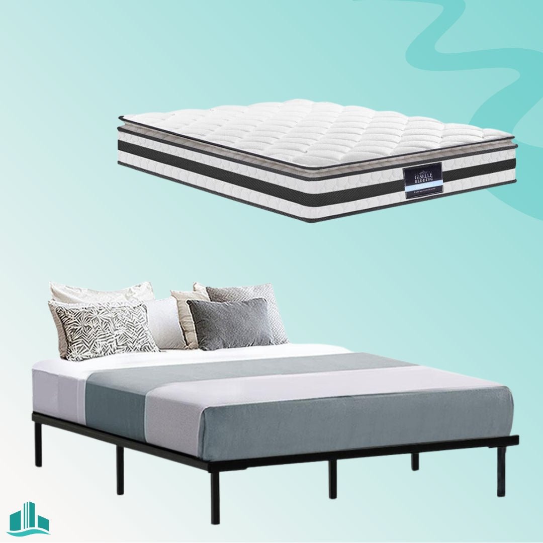 Double Package | Ted Bed Black & Normay Series Pillow Top Mattress (Medium Firm) - Furniture > Bedroom - Rivercity House & Home Co. (ABN 18 642 972 209) - Affordable Modern Furniture Australia