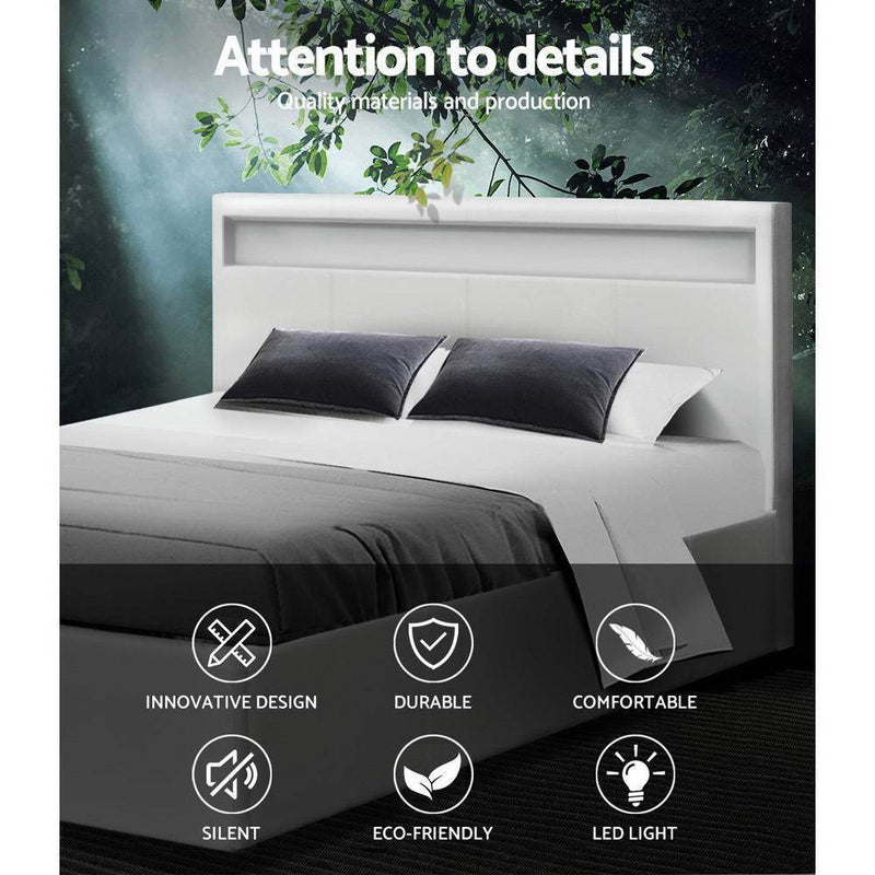 Double Package | Wanda LED Bed White & Normay Series Pillow Top Mattress (Medium Firm) - Furniture > Bedroom - Rivercity House & Home Co. (ABN 18 642 972 209) - Affordable Modern Furniture Australia
