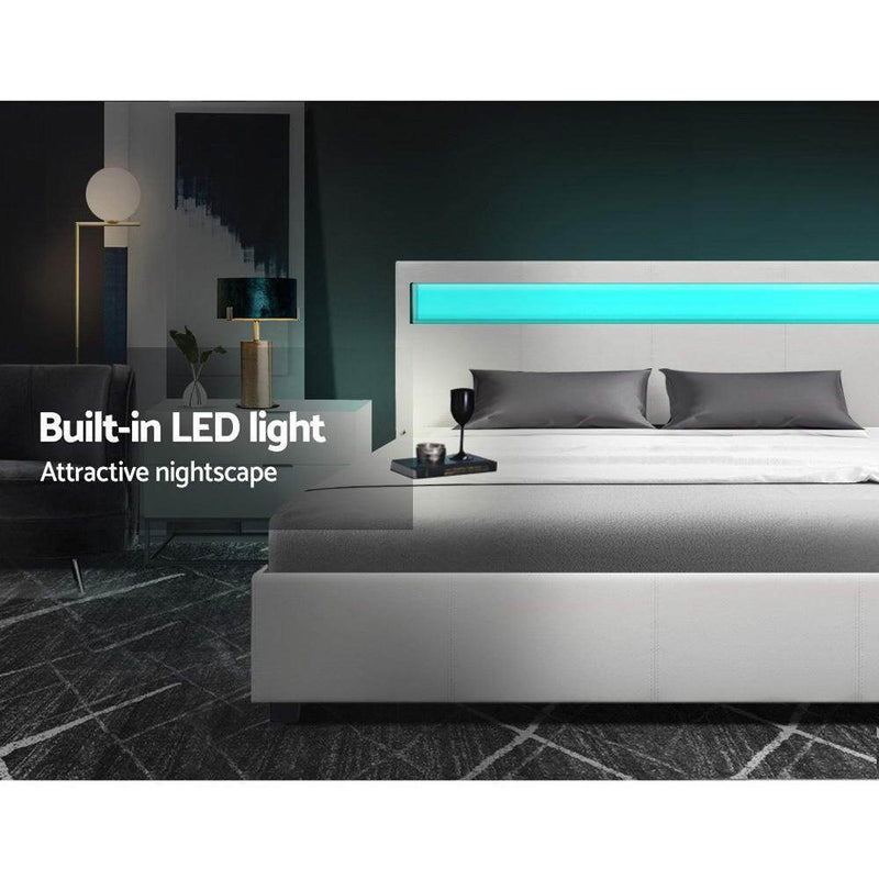 Double Package | Wanda LED Bed White & Normay Series Pillow Top Mattress (Medium Firm) - Furniture > Bedroom - Rivercity House & Home Co. (ABN 18 642 972 209) - Affordable Modern Furniture Australia