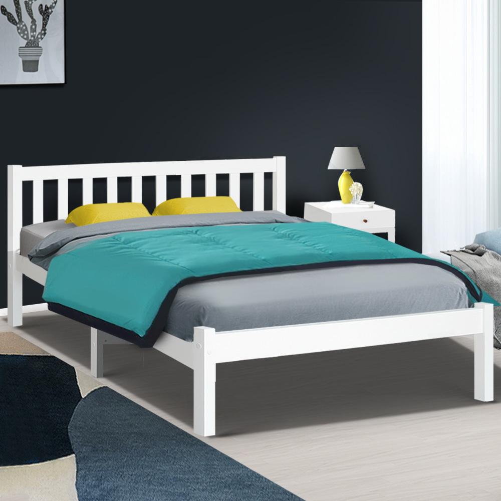 Double Package | Whitehaven Bed White & Normay Series Pillow Top Mattress (Medium Firm) - Furniture > Bedroom - Rivercity House & Home Co. (ABN 18 642 972 209) - Affordable Modern Furniture Australia