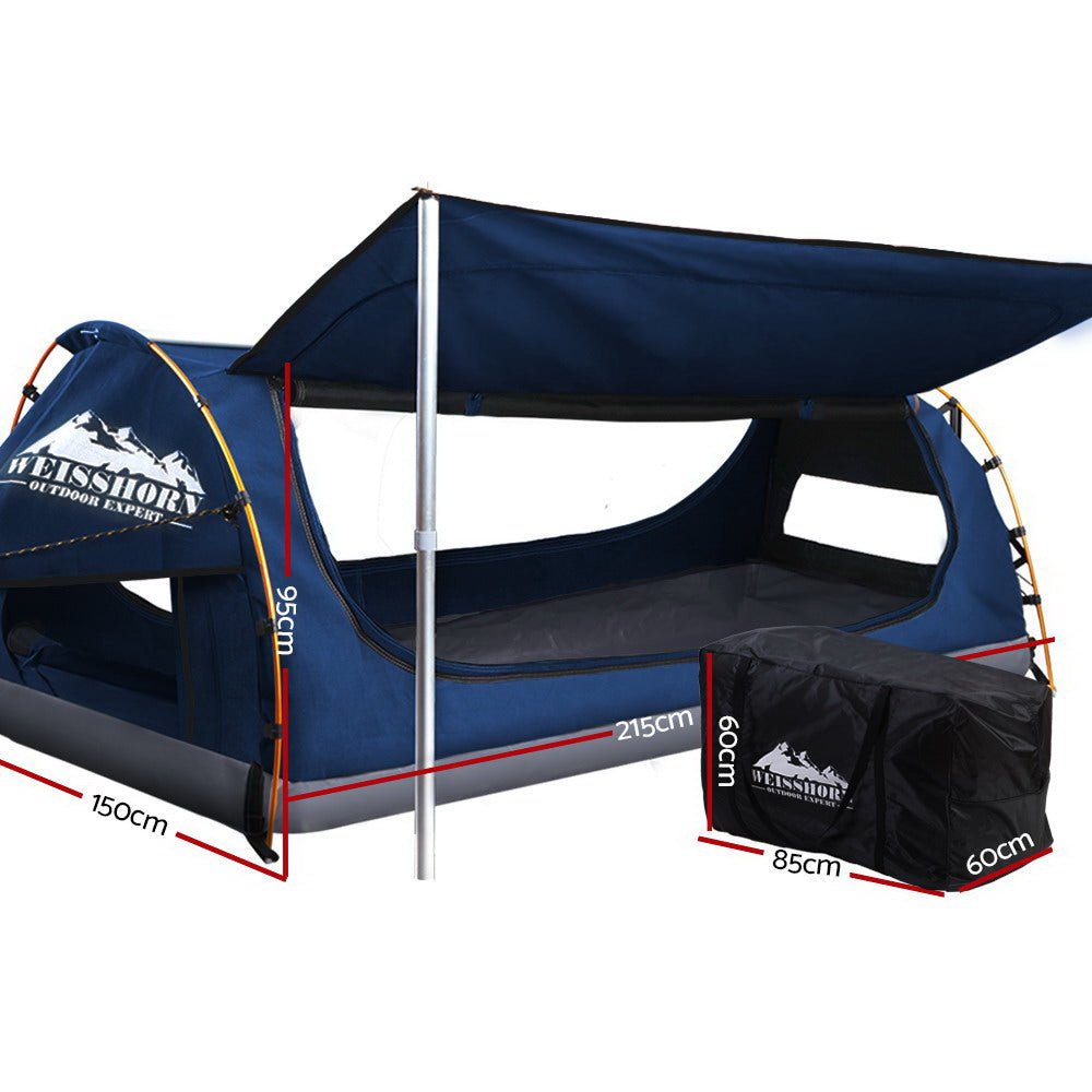 Double Swag Camping Swags Canvas Free Standing Dome Tent Dark Blue - Outdoor > Camping - Rivercity House & Home Co. (ABN 18 642 972 209) - Affordable Modern Furniture Australia
