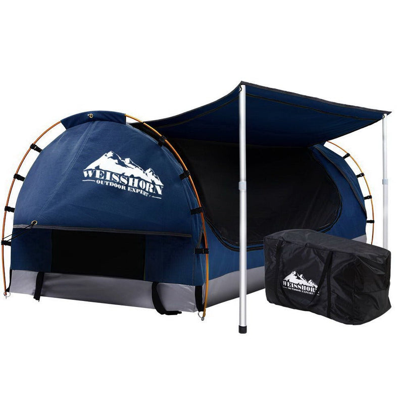 Double Swag Camping Swags Canvas Free Standing Dome Tent Dark Blue with 7CM Mattress - Outdoor > Camping - Rivercity House & Home Co. (ABN 18 642 972 209) - Affordable Modern Furniture Australia