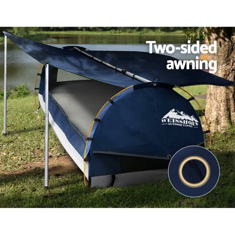 Double Swag Camping Swags Canvas Free Standing Dome Tent Dark Blue with 7CM Mattress - Outdoor > Camping - Rivercity House & Home Co. (ABN 18 642 972 209) - Affordable Modern Furniture Australia