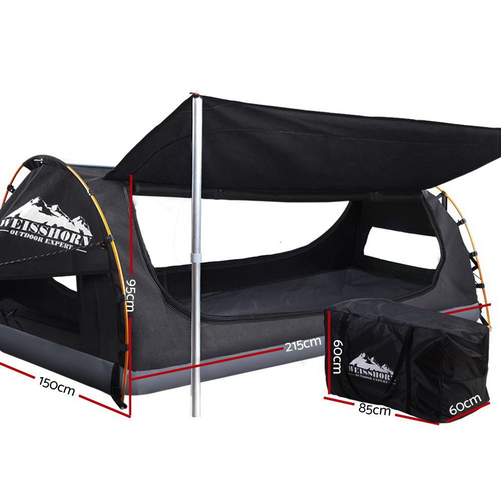 Double Swag Camping Swags Canvas Free Standing Dome Tent Dark Grey - Outdoor > Camping - Rivercity House & Home Co. (ABN 18 642 972 209) - Affordable Modern Furniture Australia