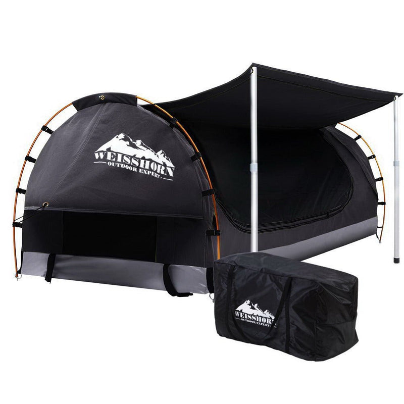 Double Swag Camping Swags Canvas Free Standing Dome Tent Dark Grey with 7CM Mattress - Outdoor > Camping - Rivercity House & Home Co. (ABN 18 642 972 209) - Affordable Modern Furniture Australia