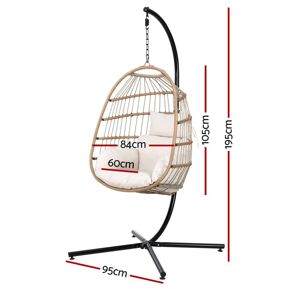 Egg Swing Chair Hammock With Stand Outdoor Furniture Hanging Wicker Seat - Furniture > Outdoor - Rivercity House & Home Co. (ABN 18 642 972 209) - Affordable Modern Furniture Australia